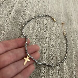 Elegant Blue and Gold Cross Necklace